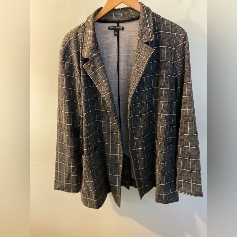 Banana Republic | Grey Checked Blazer | Size XL